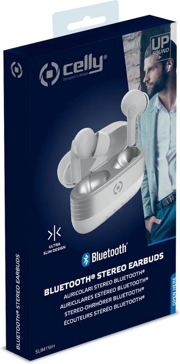 Celly Slim1 Flip1 In-ear Oordopjes - Noise Cancelling - Bluetooth - Wit - afbeelding 6 van 6
