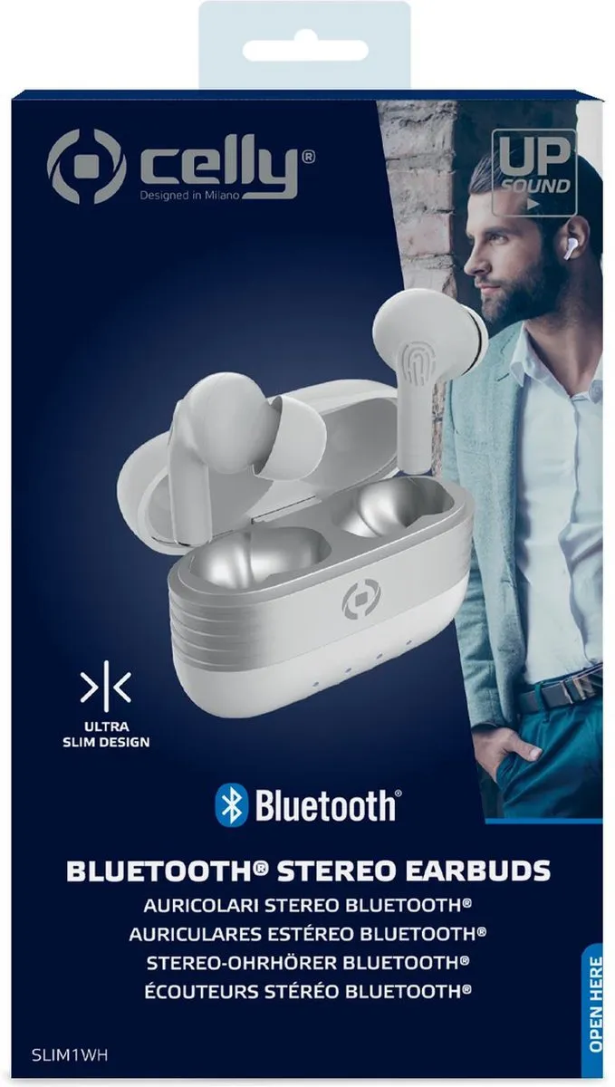 Celly Slim1 Flip1 In-ear Oordopjes - Noise Cancelling - Bluetooth - Wit