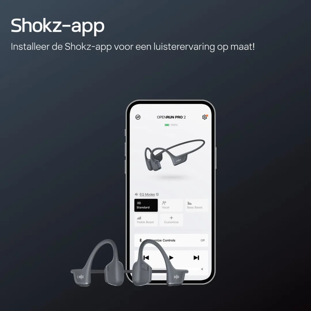 Shokz OpenRun Pro 2 Mini Open-ear Sporthoofdtelefoon - Bone Conduction - IP55 water- en zweetbestendigheid - 12 uur batterij - Zwart