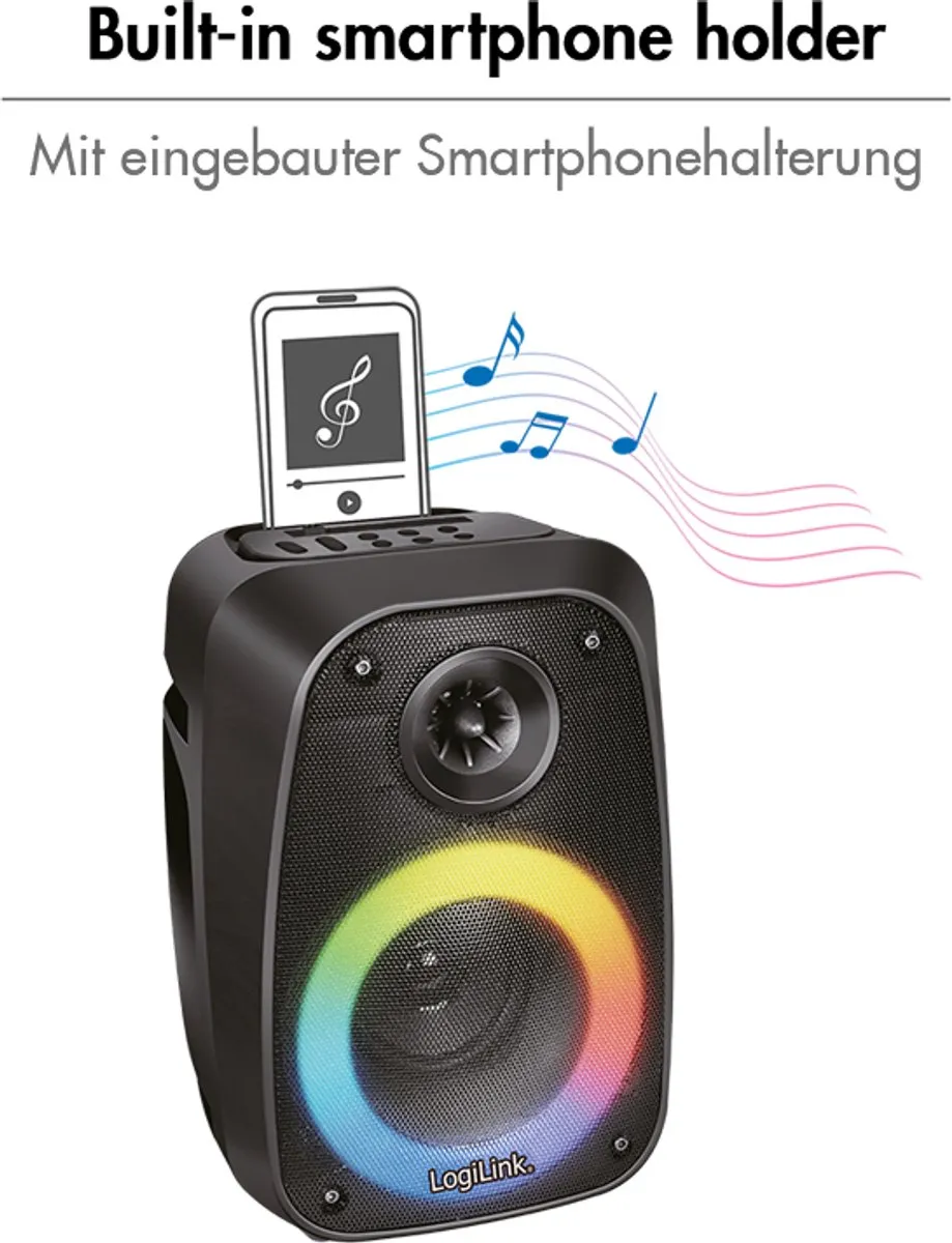 Logilink SP0065 TWS-luidspreker - 10W - RGB - Zwart - afbeelding 6 van 6