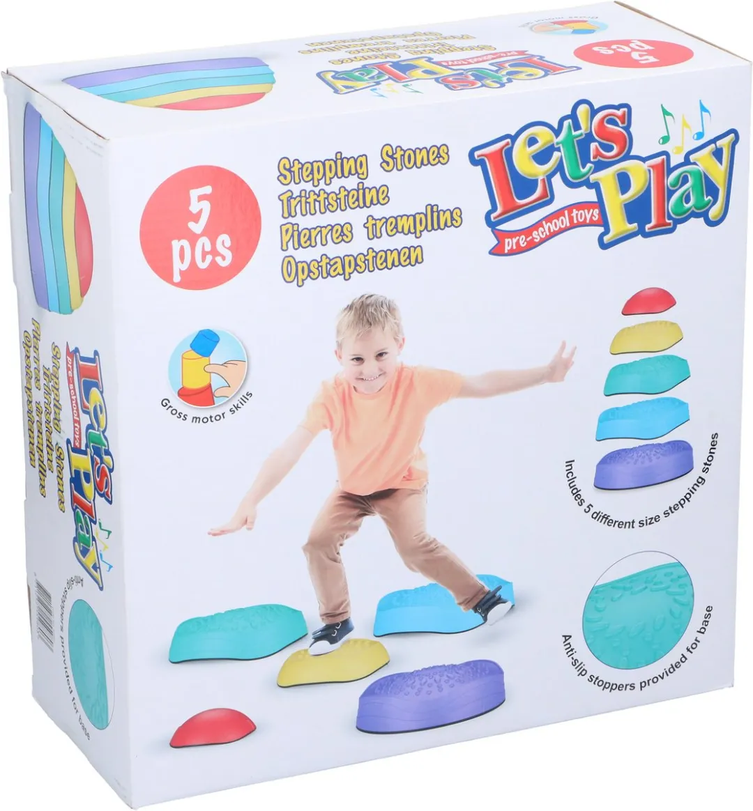 Let's Play - Stepping Stones - Opstapstenen - Anti-slip - 5 stuks - 5 kleuren