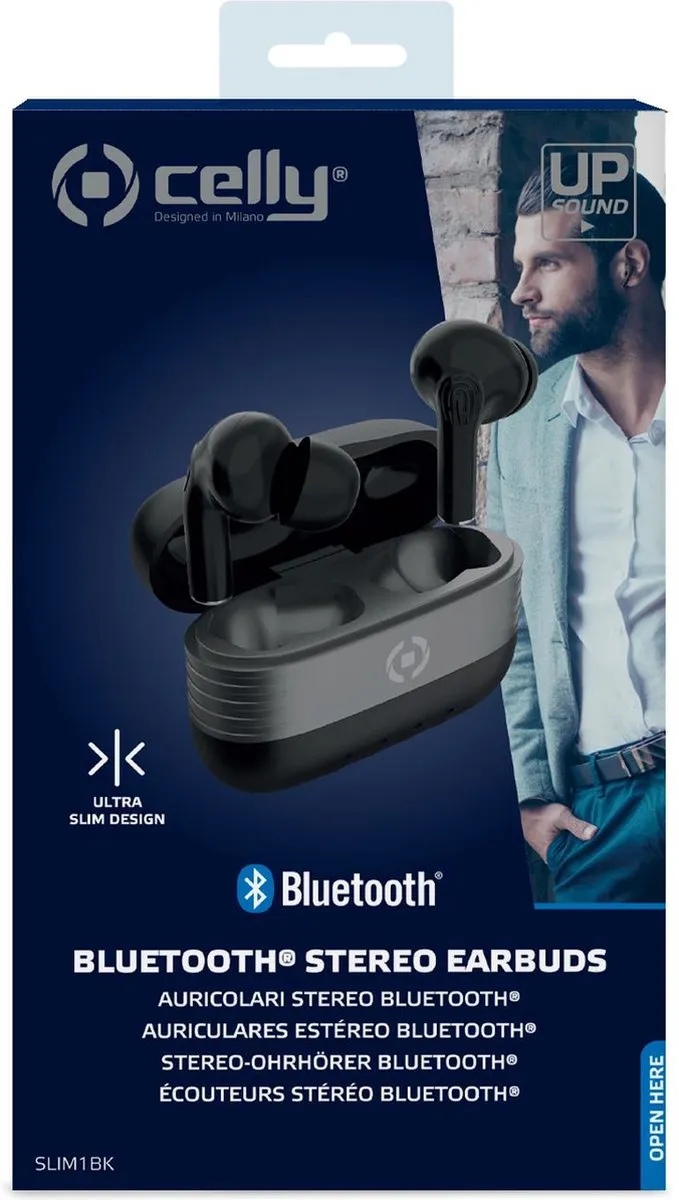 Celly Slim SLIM1BK In-ear Oordopjes - Noise Cancelling - Bluetooth - Zwart