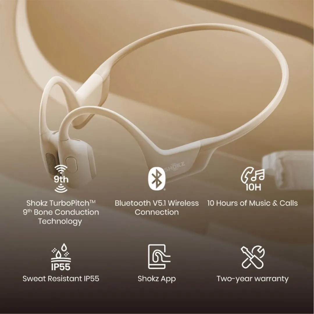 Shokz OpenRun Pro Mini S811-MN-BG Sporthoofdtelefoon - Beige - afbeelding 6 van 6