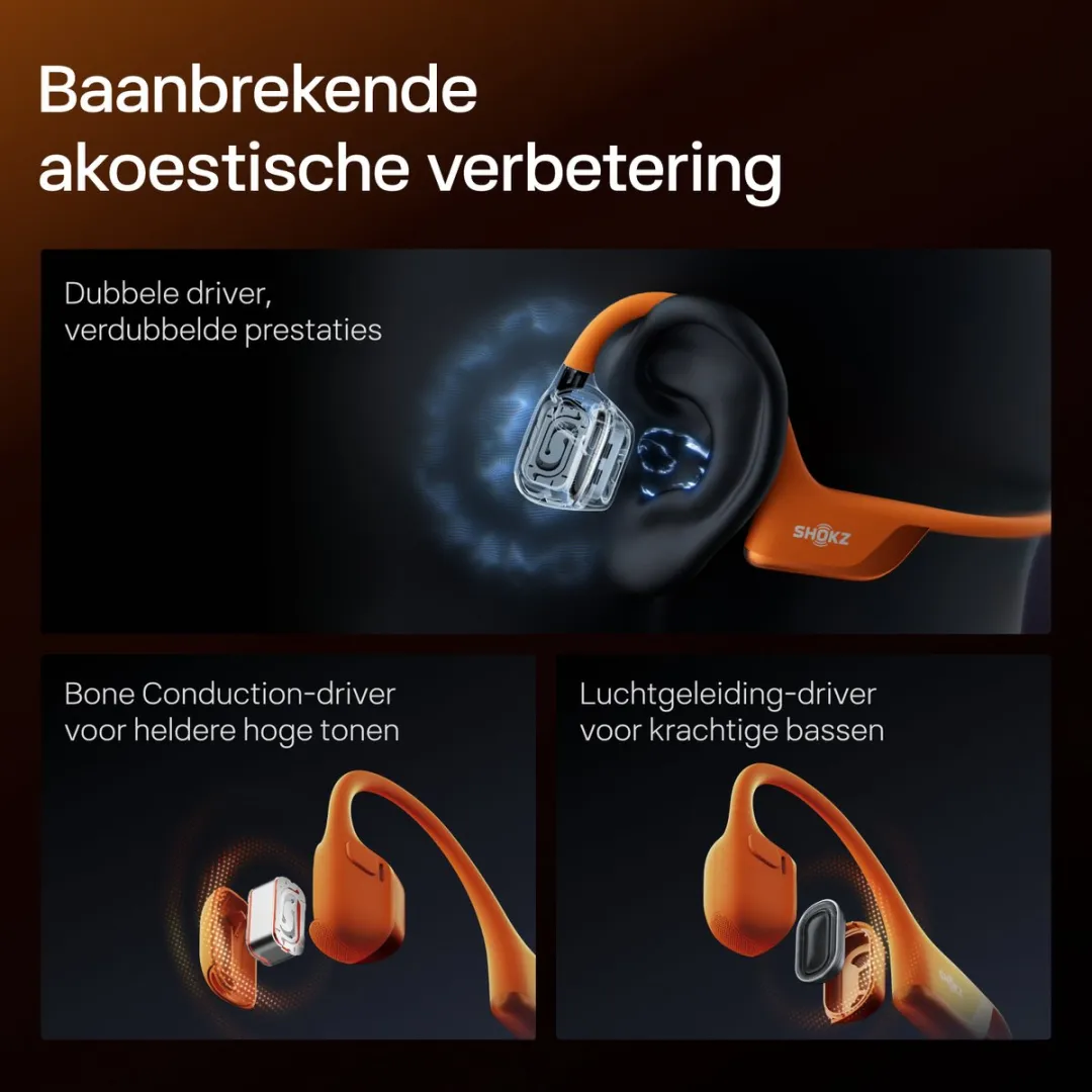 Shokz OpenRun Pro 2 Mini Open-ear Sporthoofdtelefoon - Bone Conduction - IP55 water- en zweetbestendigheid - 12 uur batterij - Oranje