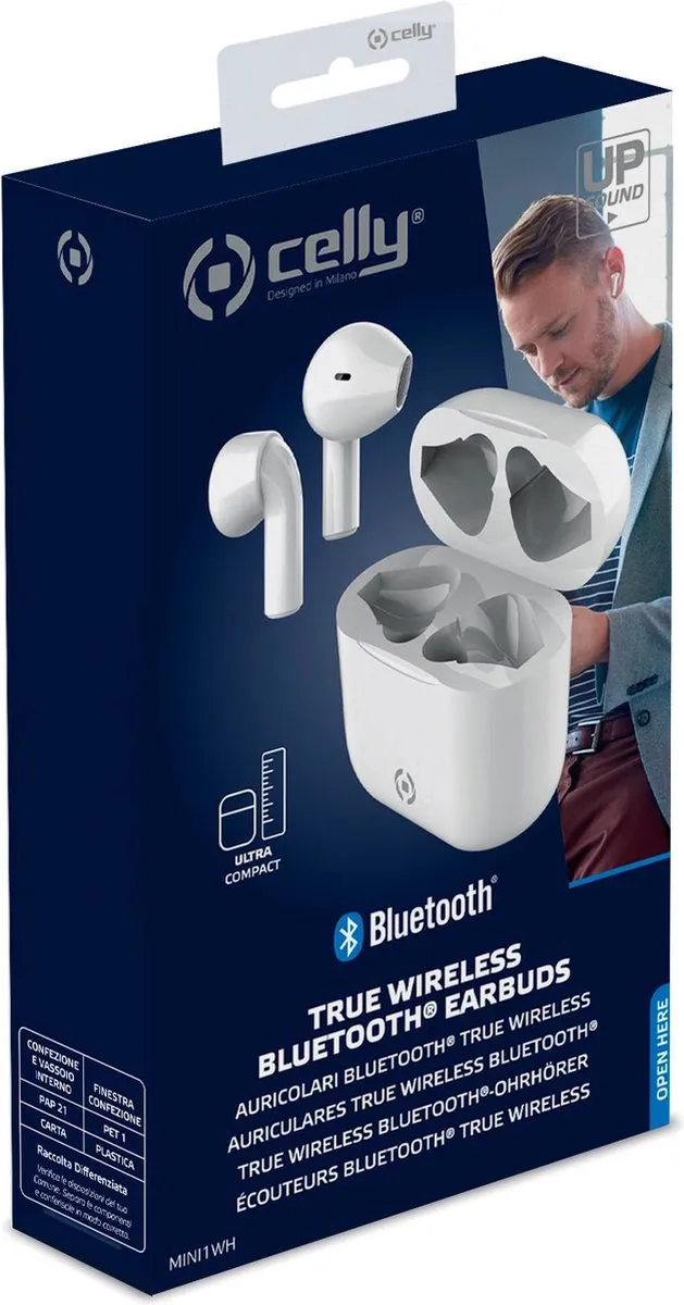 Celly Mini1WH In-ear Headset Wit - Draadloos USB-C/Bluetooth