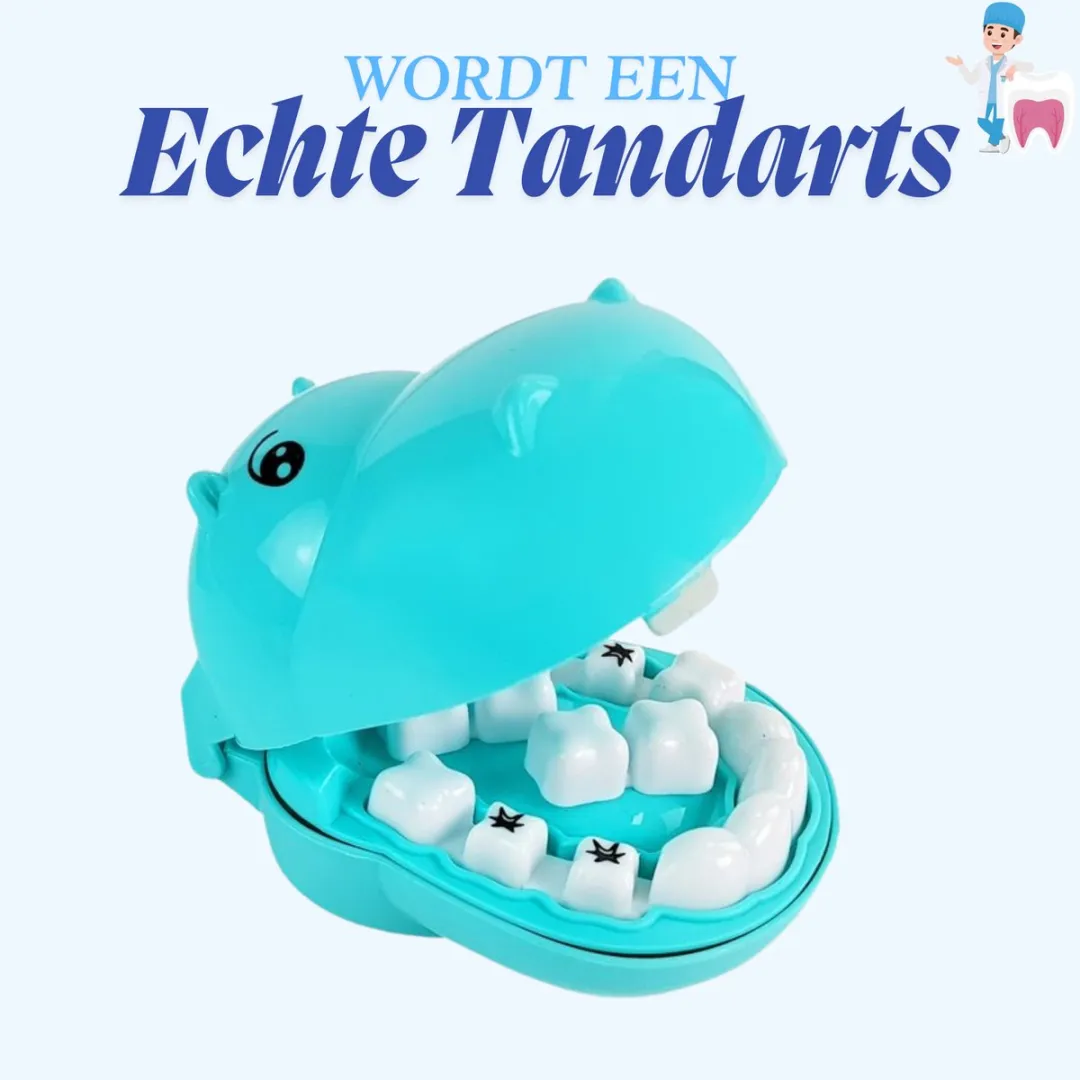 Lean Toys Little Dentist Hippopotamus Tandarts Speelset - 7 Instrumenten - Blauw