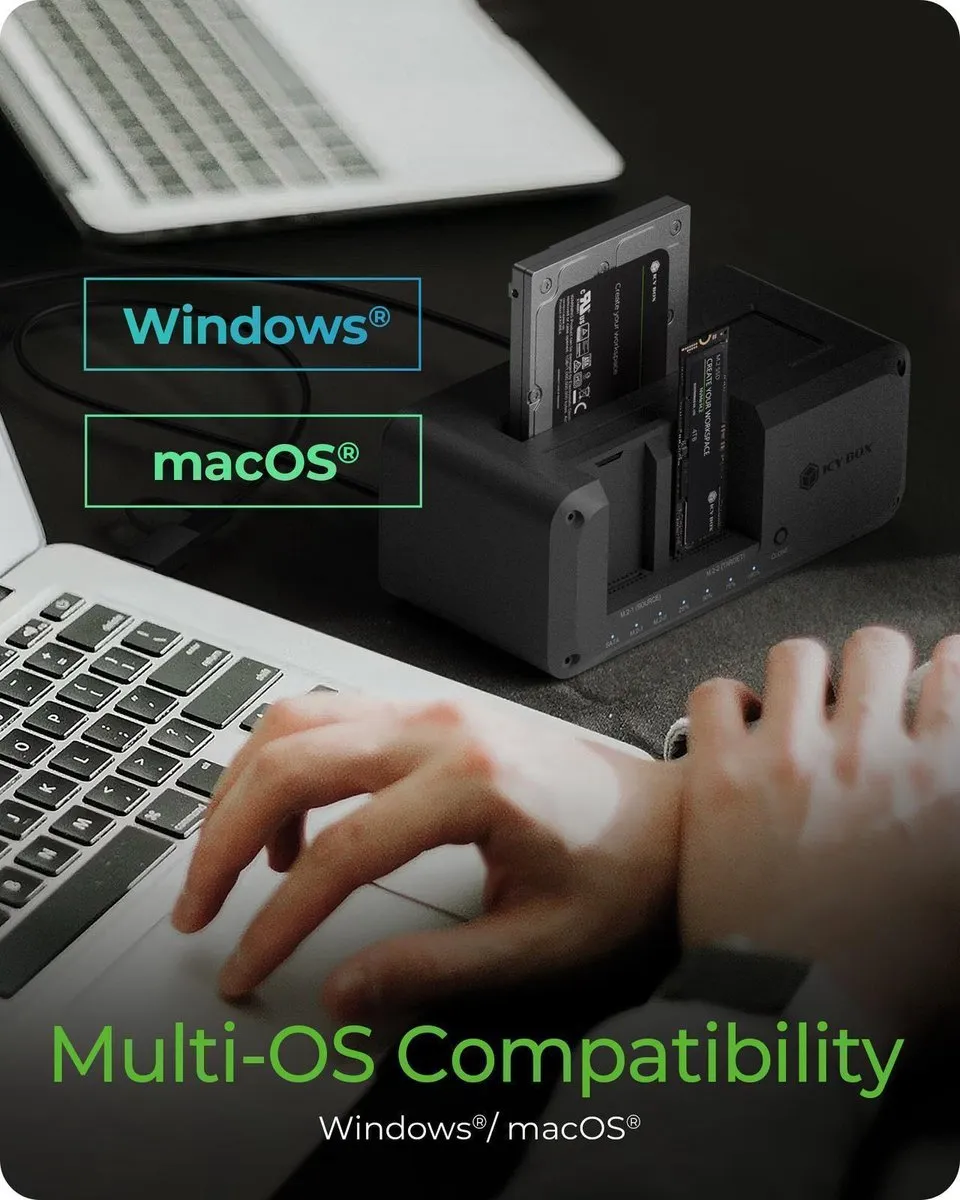 Icy Box IB-2924MSCL-C31 Kloon- & Docking Station - USB 3.2 Gen 2 - 3 Schijven