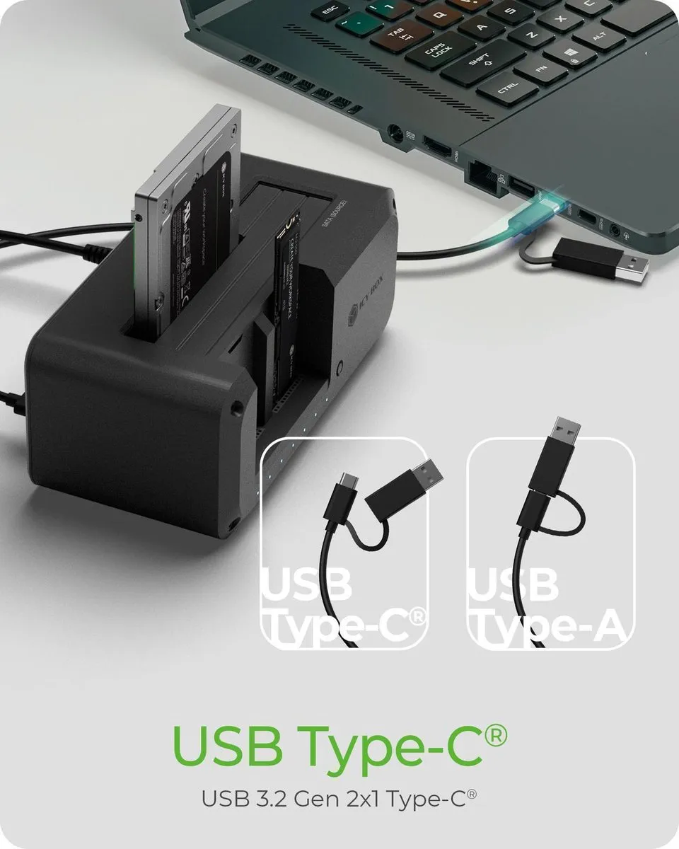 Icy Box IB-2924MSCL-C31 Kloon- & Docking Station - USB 3.2 Gen 2 - 3 Schijven