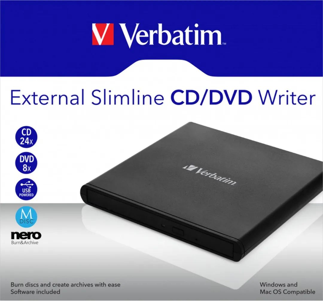 Verbatim MOBILE DVD Rewriter 53504 USB 2.0 - Zwart