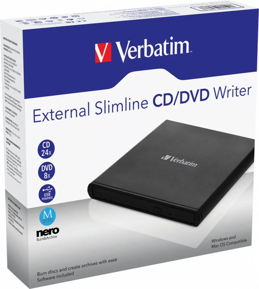 Verbatim MOBILE DVD Rewriter 53504 USB 2.0 - Zwart