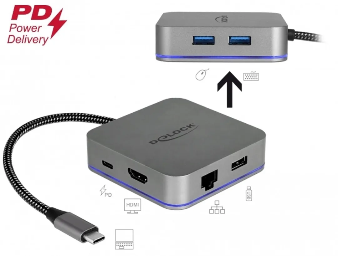 Delock 87742 USB-C Docking Station 4K - Grijs