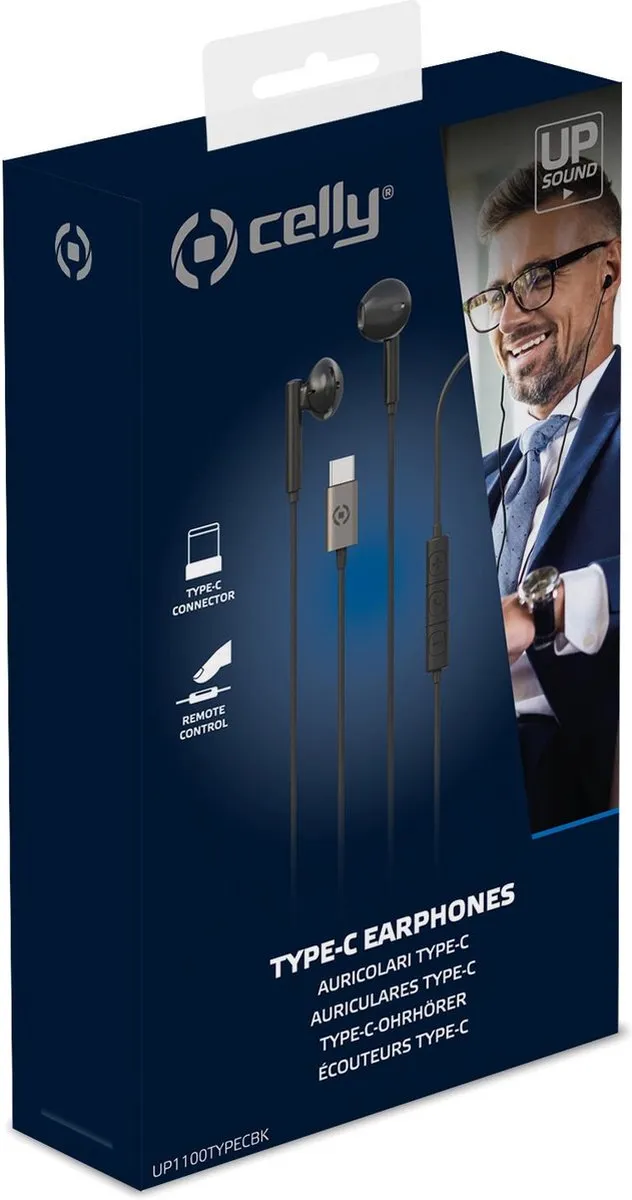 Celly UP1100 Oordopjes USB-C - Zwart - afbeelding 6 van 6