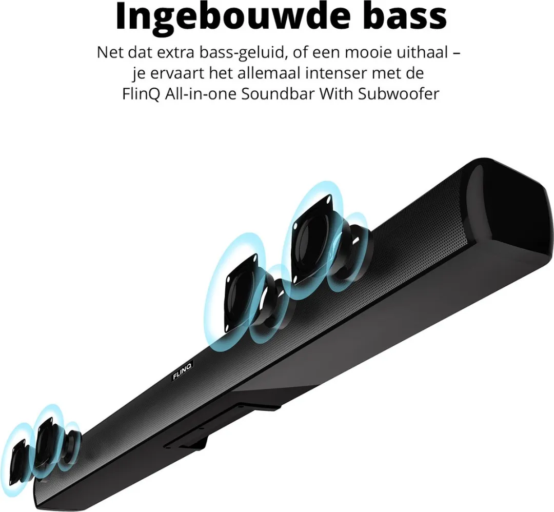 FlinQ Play Soundbar met Subwoofer - 3D Surround - Zwart