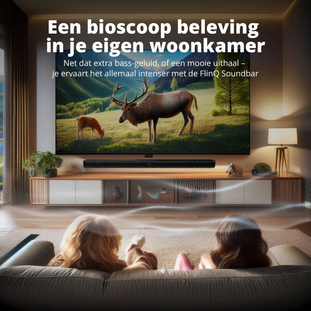FlinQ Play Soundbar met Subwoofer - 3D Surround - Zwart