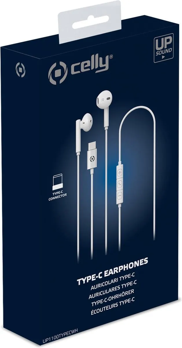 Celly UP1100TYPECWH In-ear Headset - USB Type-C - Wit - afbeelding 2 van 3