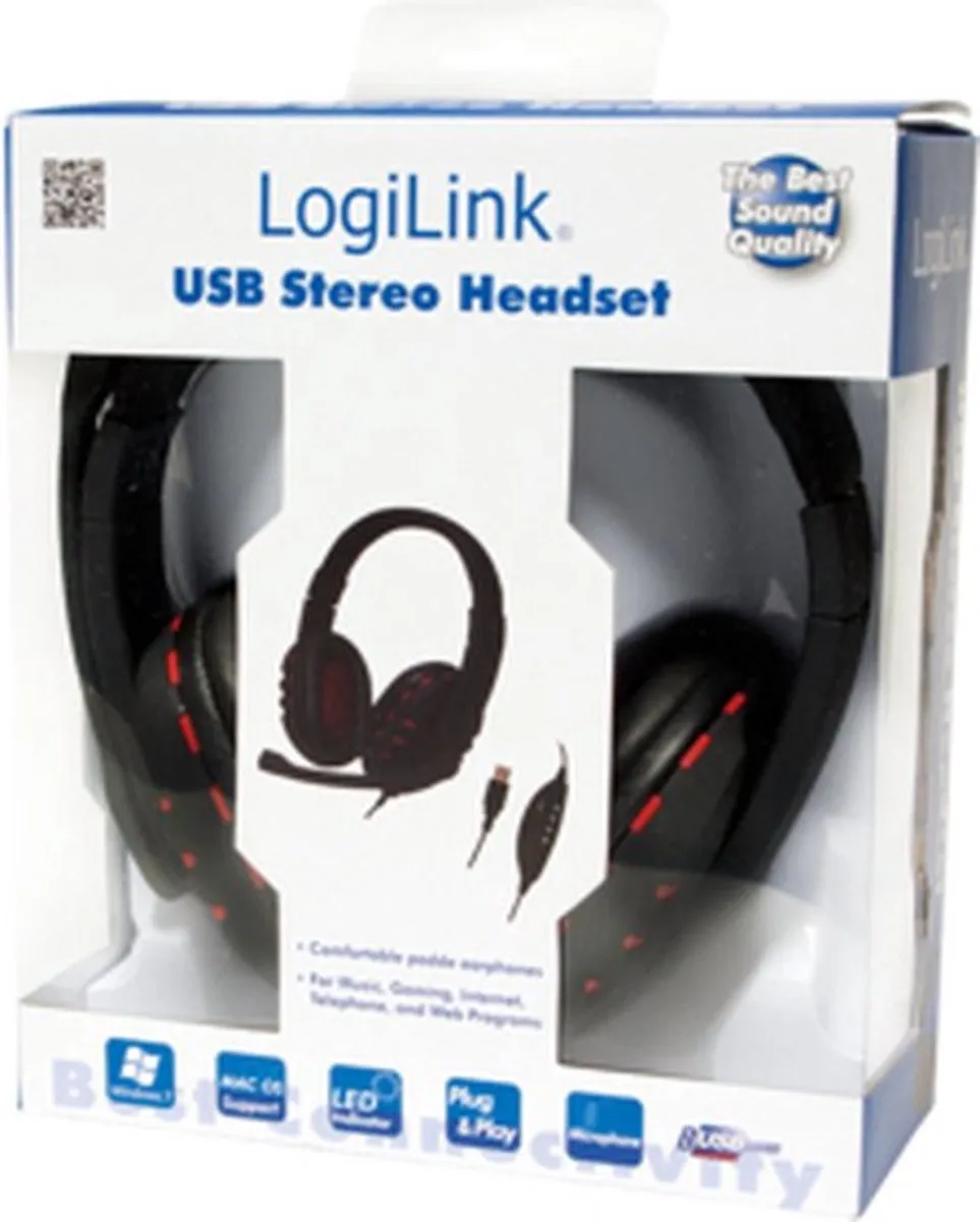 Logilink HS0033 Stereo Headset - Zwart/Rood
