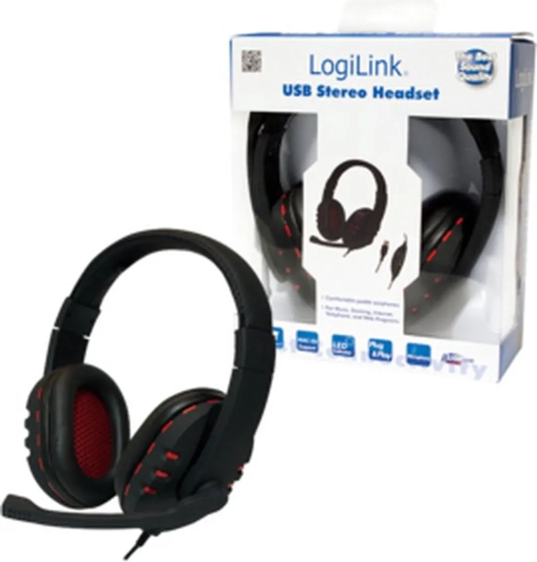 Logilink HS0033 Stereo Headset - Zwart/Rood