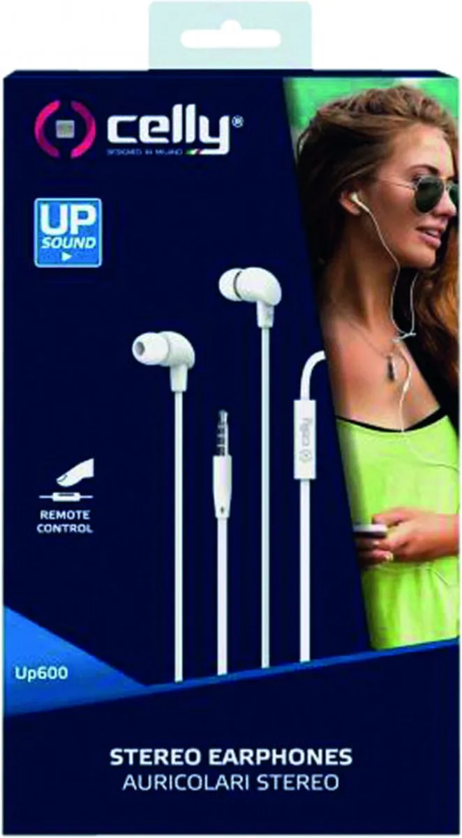 Celly UP600 Oordopjes 3.5mm - Stereo - Afstandsbediening - Ingebouwde microfoon - Antwoordknop - Wit