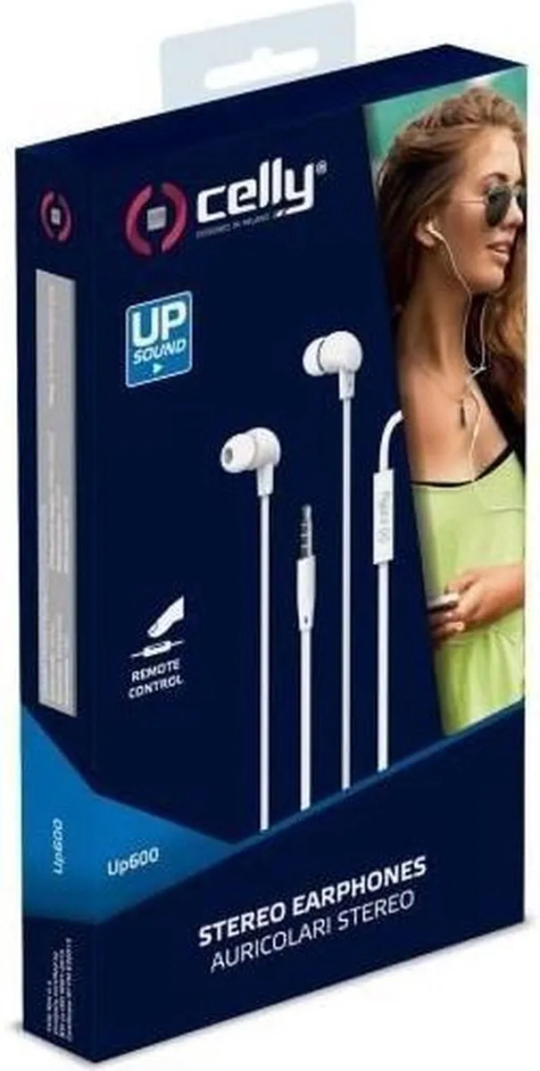 Celly UP600 Oordopjes 3.5mm - Stereo - Afstandsbediening - Ingebouwde microfoon - Antwoordknop - Wit