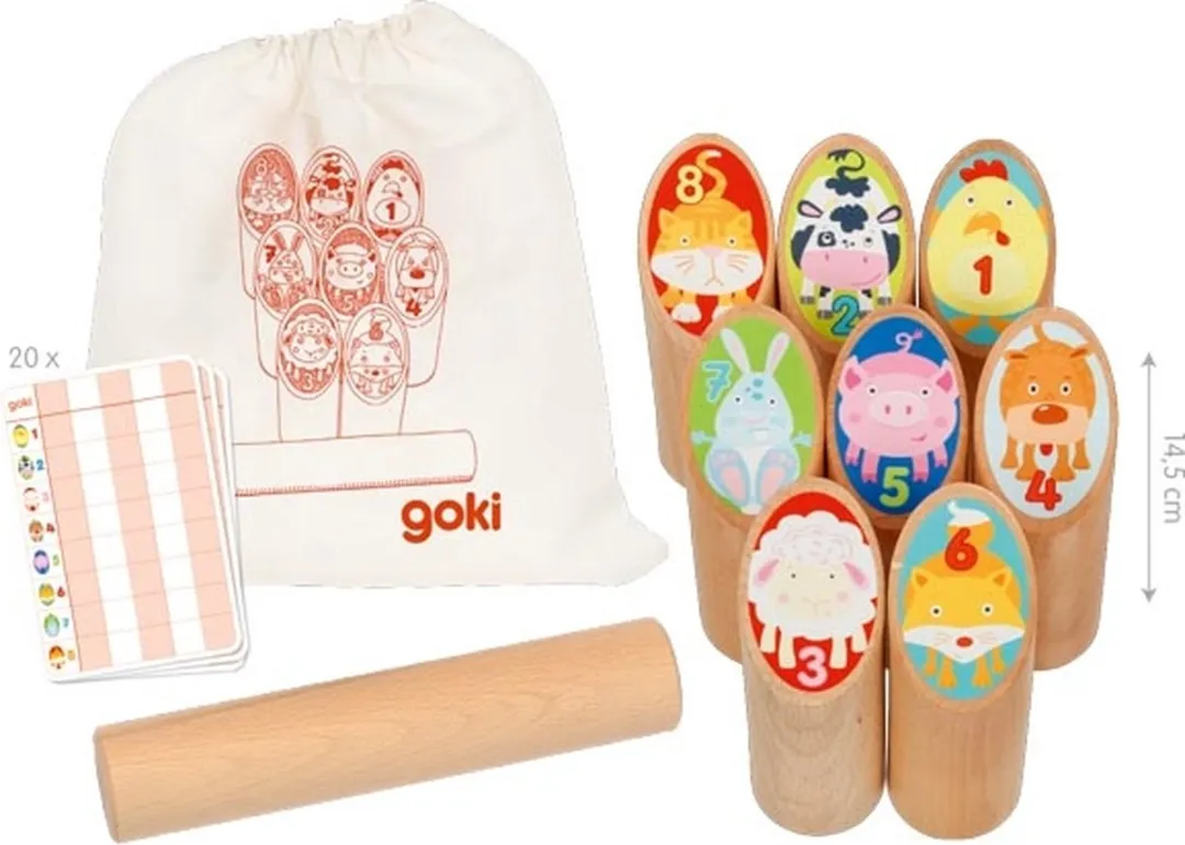 Goki Kubb Nummers/Dieren Schaakspel - 8-delig - 4+