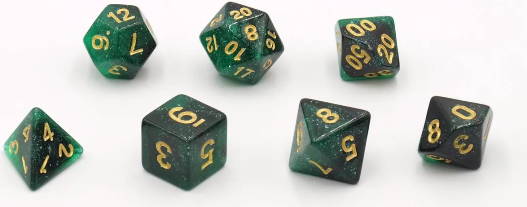 HOT Games Dobbelstenen Stardust Groen - 7 Stuks