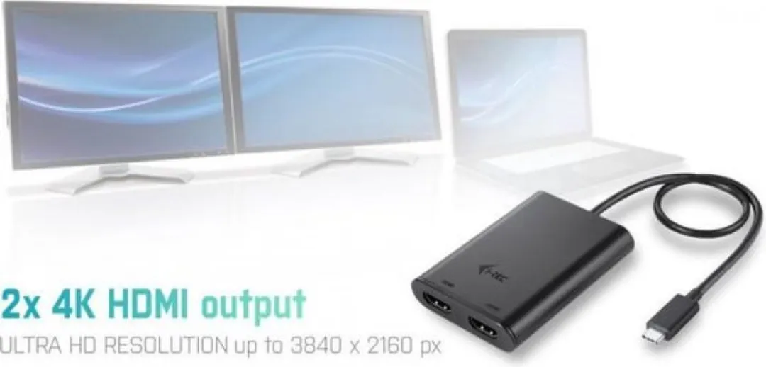 I-tec C31DUAL4KHDMI USB-C naar Dual HDMI 4K Adapter - Zwart