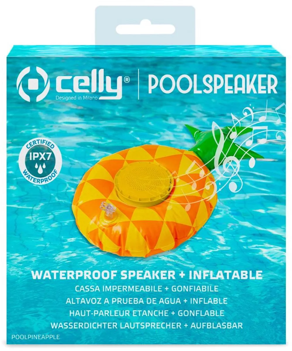 Celly PoolSpeaker Opblaasbare Ananas 3W - Groen/Geel/Oranje