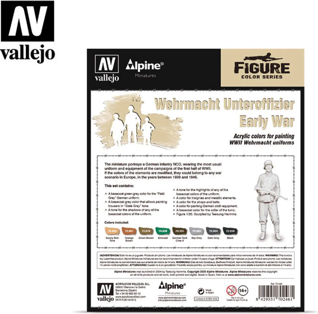 Vallejo Hobbyverf Acrylset Alpine Wehrmacht Unteroffizier - 8x17ml
