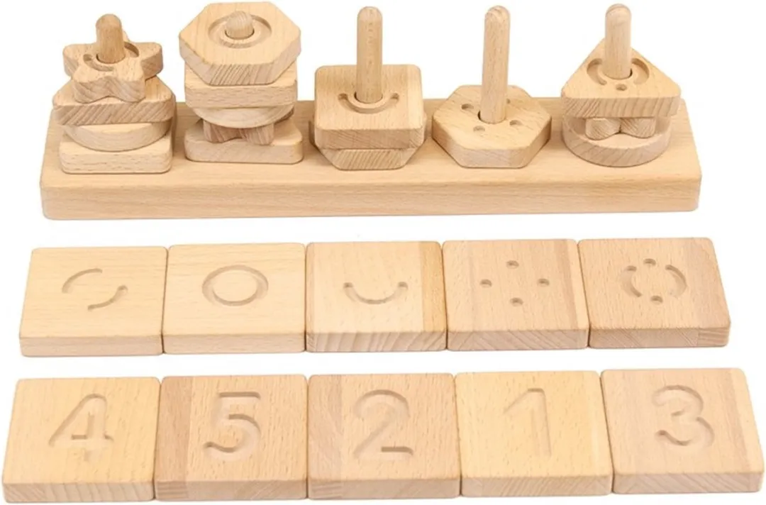 Andreu Toys Sensorische Geo Vormen Blok - Educatief speelgoed voor fijne motoriek