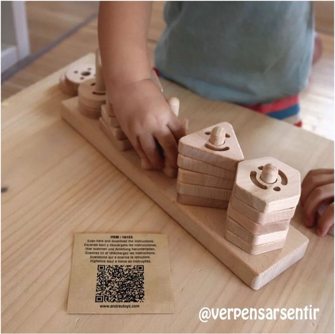 Andreu Toys Sensorische Geo Vormen Blok - Educatief speelgoed voor fijne motoriek