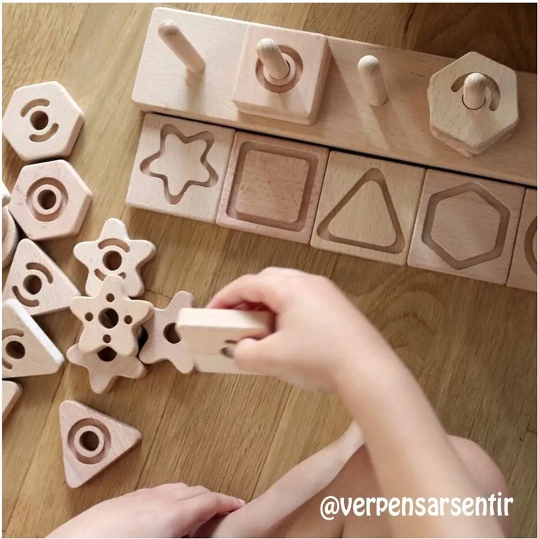 Andreu Toys Sensorische Geo Vormen Blok - Educatief speelgoed voor fijne motoriek