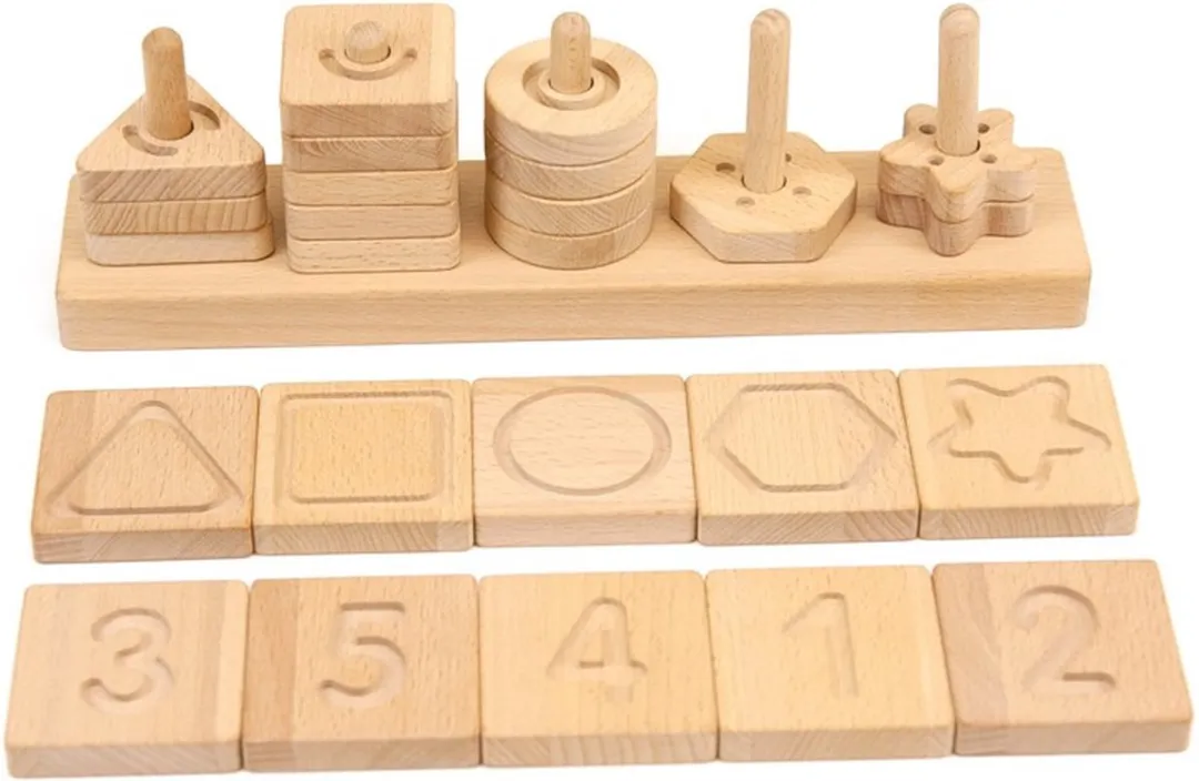 Andreu Toys Sensorische Geo Vormen Blok - Educatief speelgoed voor fijne motoriek