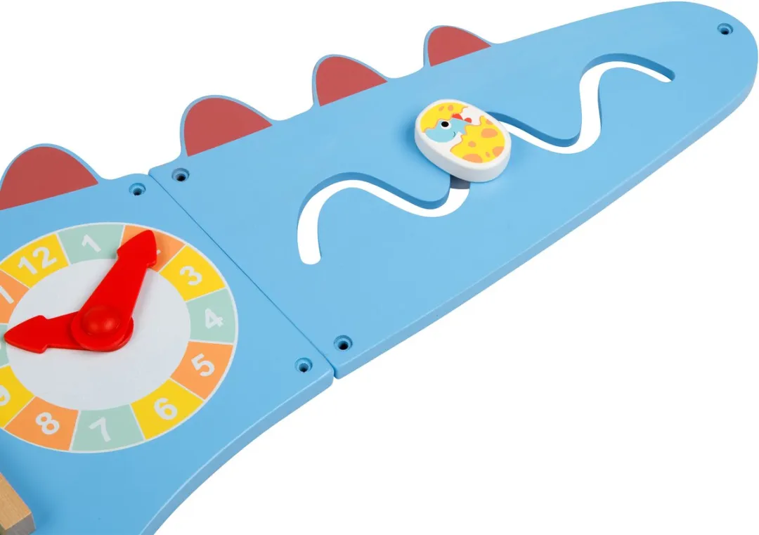 Tooky Toy Houten Activiteitenpaneel Dinosaurus – Houten Educatief Speelbord voor Kinderen – Met Xylofoon, Doolhof, Telraam & Meer – Motoriek Speelgoed – Busy Board