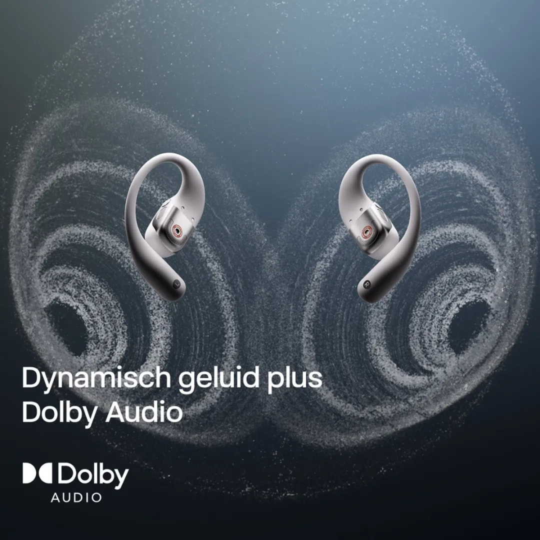 Shokz OpenFit 2+ Open-ear Sporthoofdtelefoon – Dolby Audio – Draadloze Oordopjes – Grijs