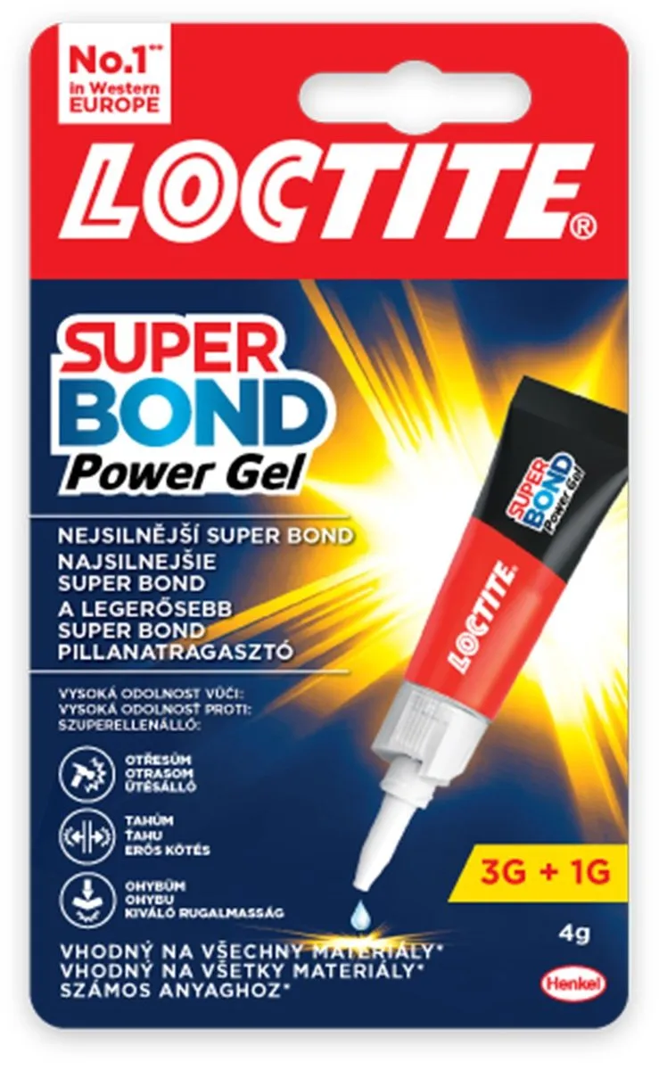 Loctite Power Gel Secondelijm – 3 + 1 g – Extra Sterk & Flexibel – Water- en Schokbestendig – Druipvrij 1 Stuks [H2733070]