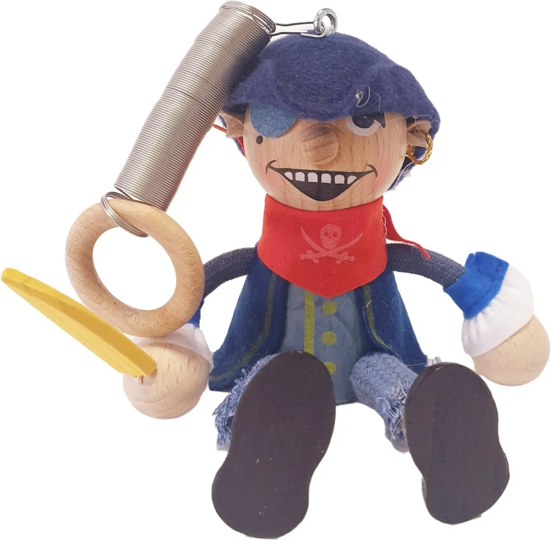 Tricky-Toy Piraat Speelpoppetje - Hout - Multicolor