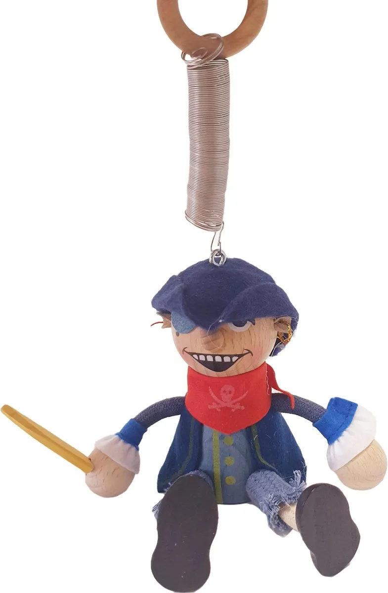 Tricky-Toy Piraat Speelpoppetje - Hout - Multicolor