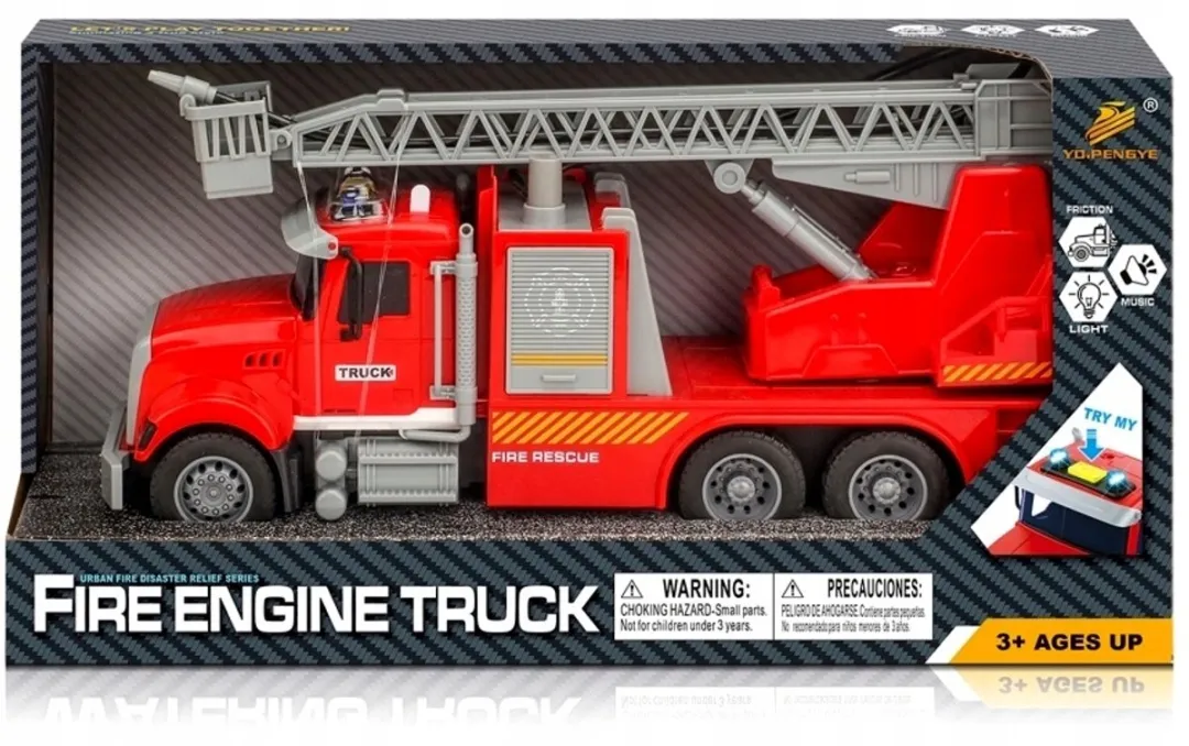 Brandweerwagen met ladder, geluid, licht en sirene