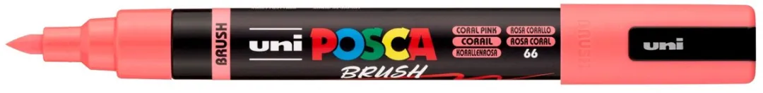 Posca brushmarker koraalroze - creatieve marker voor kunstenaars.