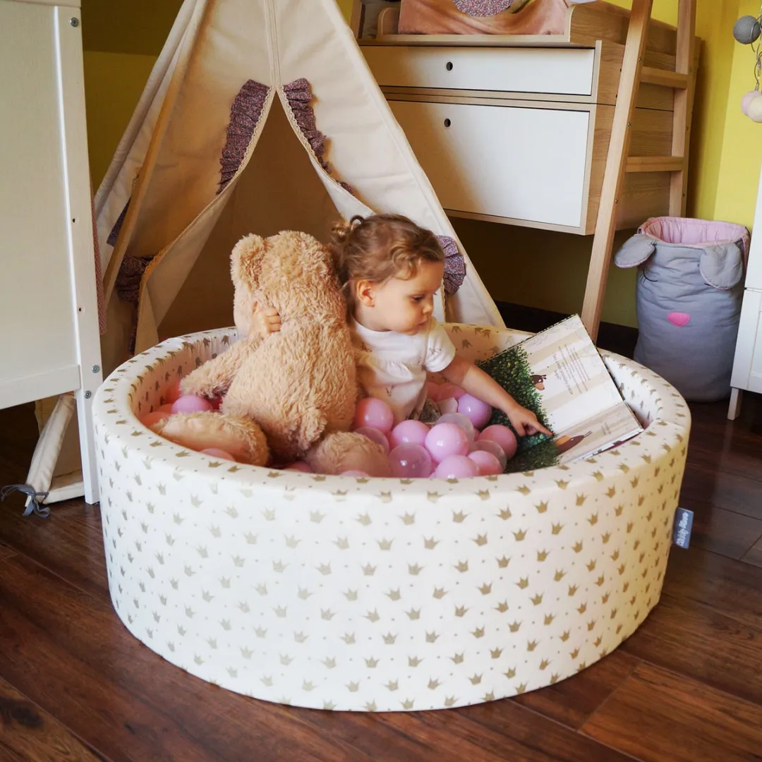 KiddyMoon Ballenbak voor kinderen Rond 90x30cm - 300 ballen ∅7cm - Speelgoed baby schuim - Baby ballenbad foam - Kunststof ballen - Ballenbak ballen - Voor sensorische - Met schuimvulling - Blauw: Lichtgroen Oranje Turkoois Blauw Babyblauw Geel