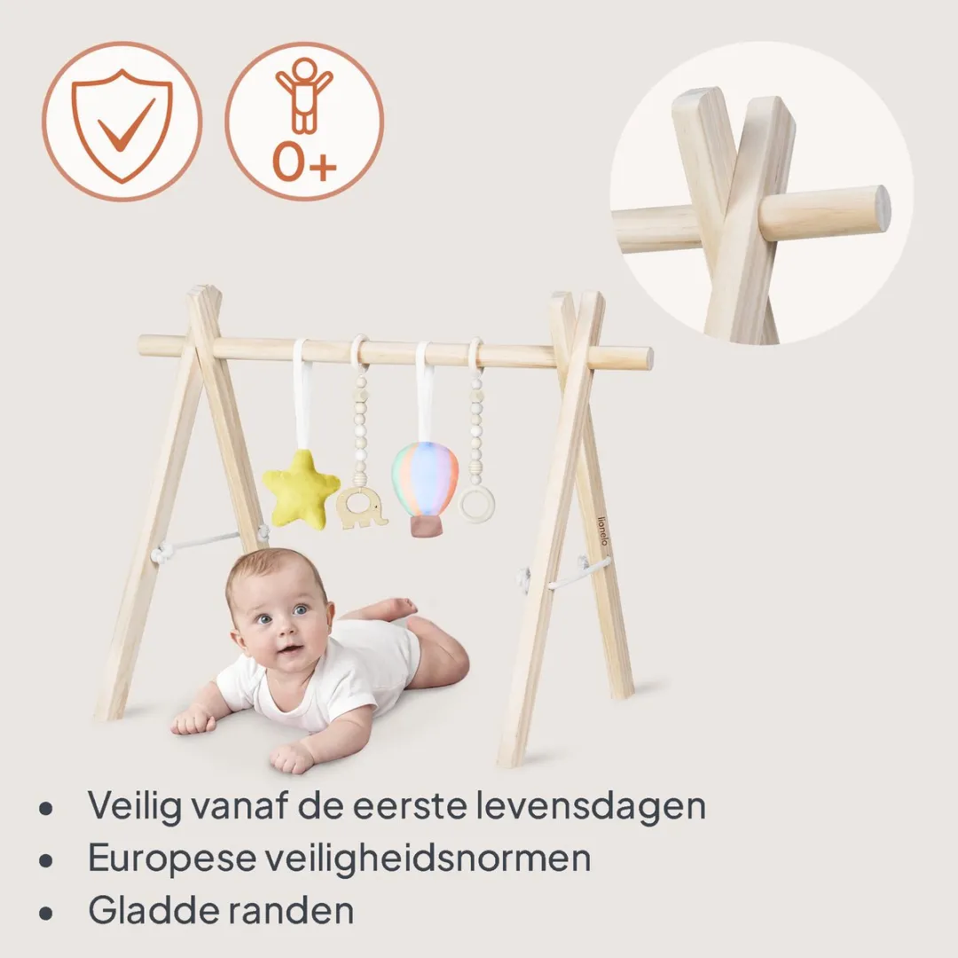 Lionelo Anis Babygym Hout & Speelboog - Beukenhout