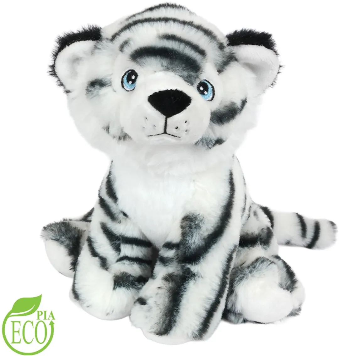 PIA Soft Toys Eco Knuffel Tijger - Zittend 20cm - Wit