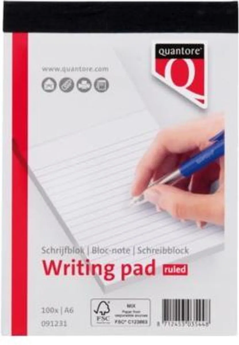 Quantore A6 Schrijfblok 100 Vel 60gr - Wit - 2 Stuks