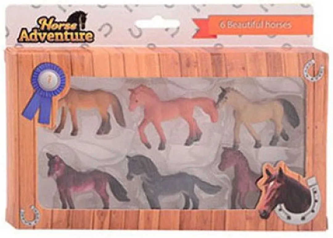 Johntoy Paarden - 6 Stuks - Multi kleuren