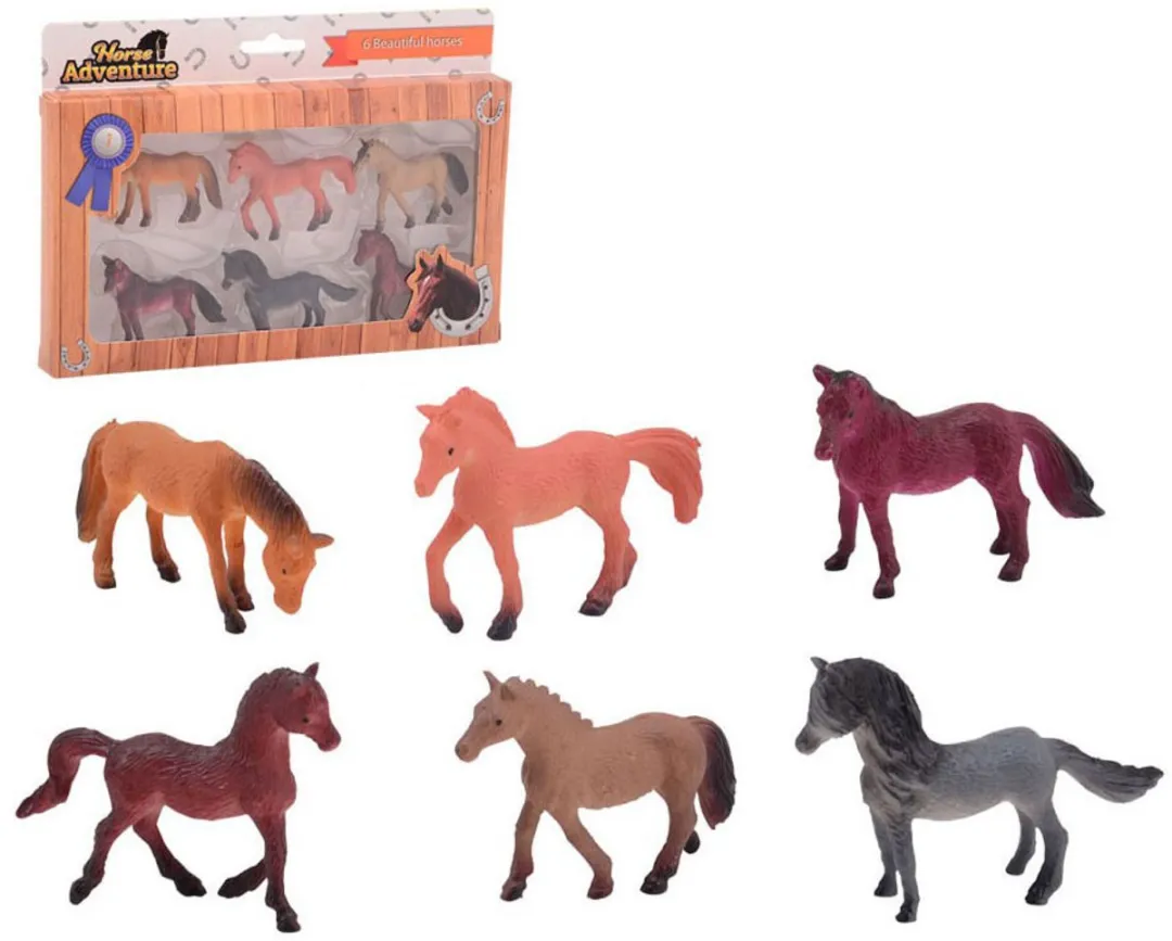 Johntoy Paarden - 6 Stuks - Multi kleuren
