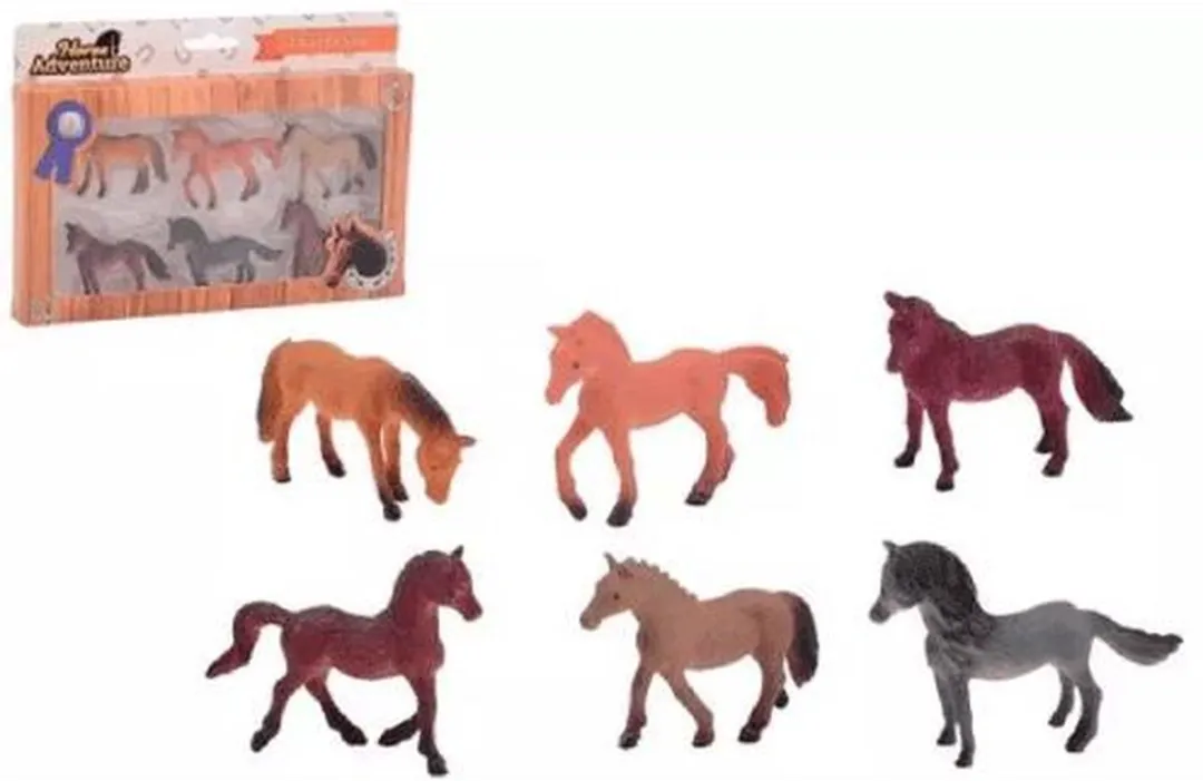 Johntoy Paarden - 6 Stuks - Multi kleuren