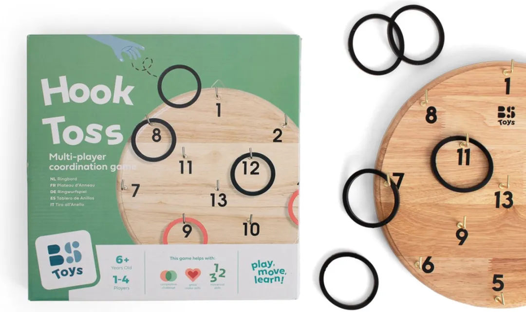 BS Toys Ringwerpen Werpspel Hout - 1-6 Spelers - Rood/Zwart