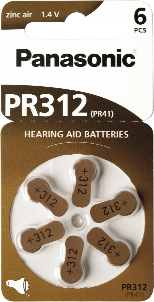 Panasonic PR312/PR41 Gehoorapparaatbatterijen 180mAh