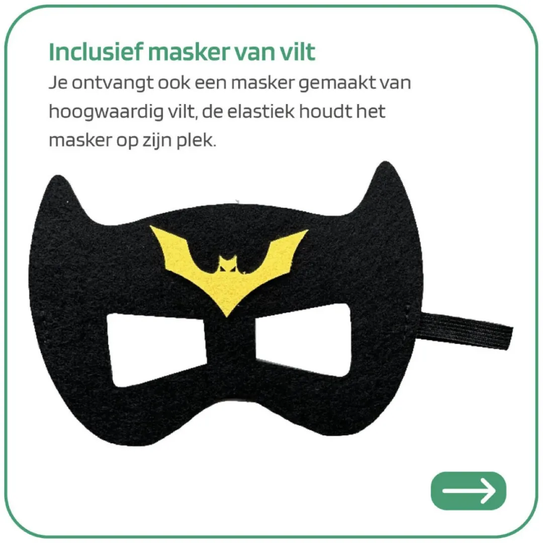 Batman Cape en Masker Set - Superheld Cosplay Kostuum - Batman Masker voor Kids - Dark Knight Cosplay Props - Batman Cape - Superheld Verkleden Accessoires - Batman Cosplay voor Feesten en Halloween - Vleermuis - Gotham