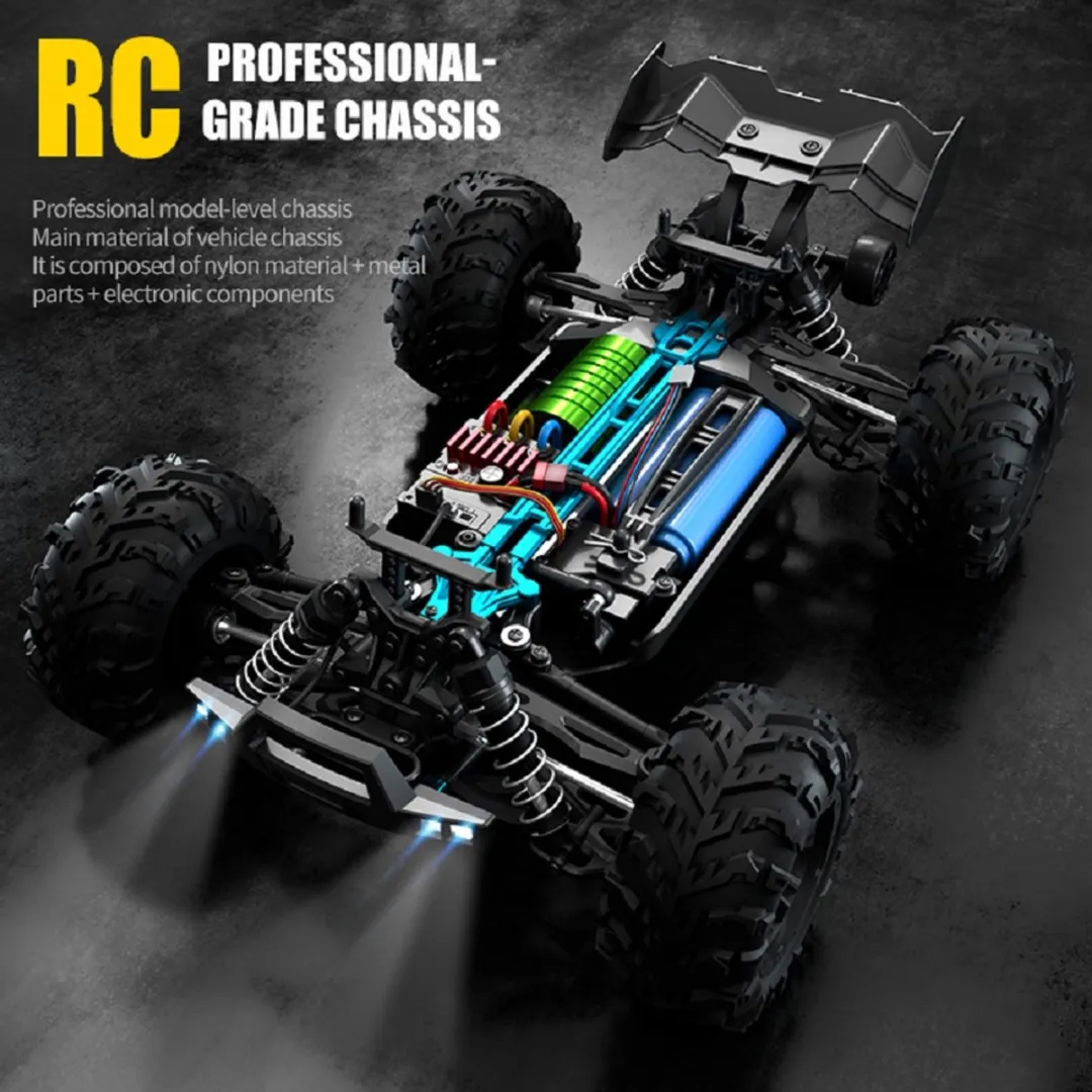 WLtoys 16101 Pro 1:16 RC Auto 75km/u 4WD Monstertruck met LED Licht Hoge Snelheid Drift Offroad Speelgoed voor Kinderen